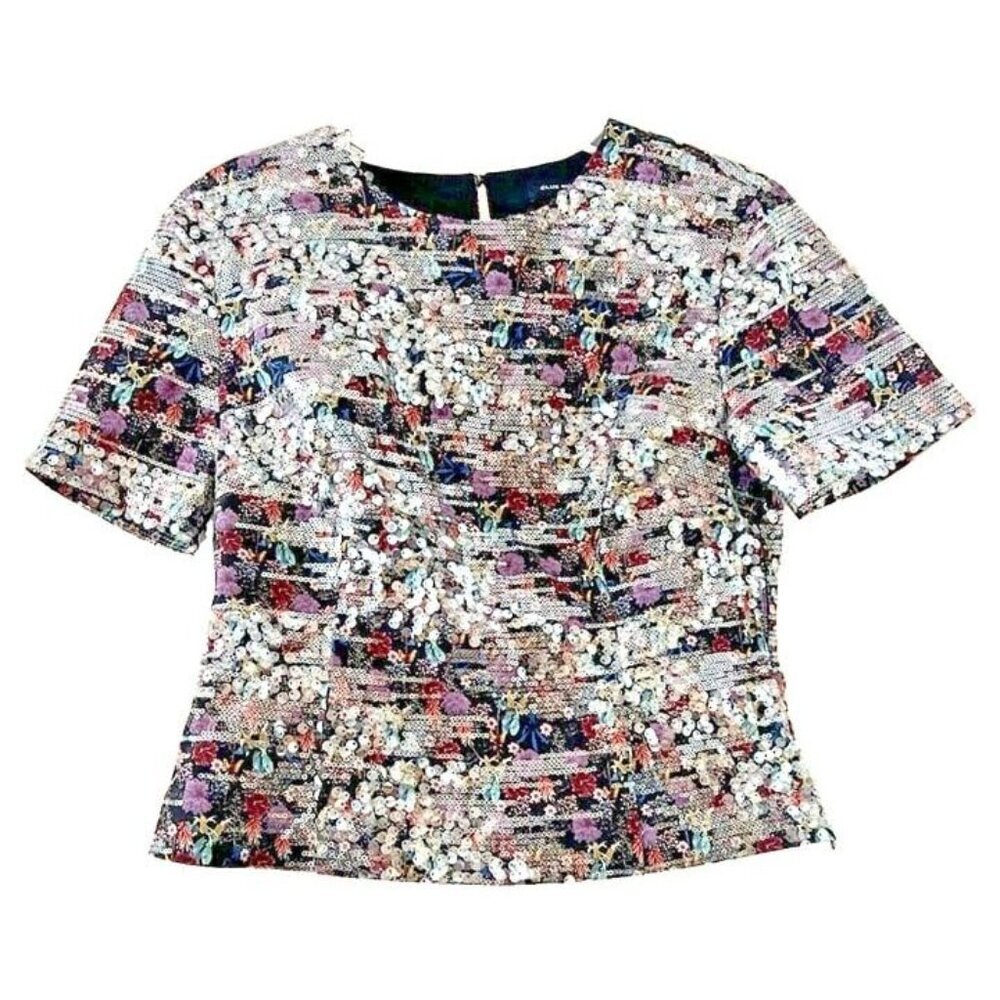 Woman's 00 Club Monaco‎ Shimmer Sequined Cropped Top Whimsy Goth City Holiday